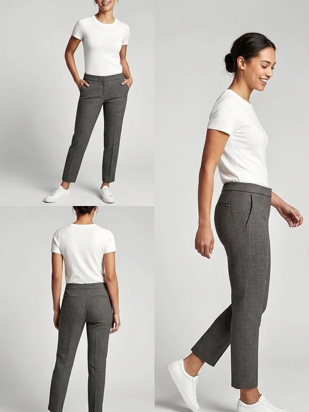 Banana Republic Sloan Skinny-Fit Plaid Pant Gray & Black Size 12